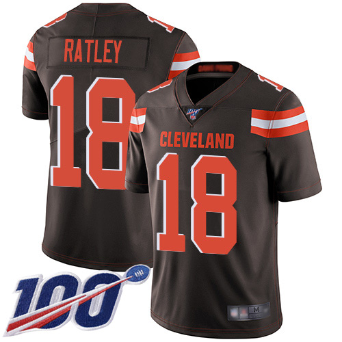 Cleveland Browns Damion Ratley Men Brown Limited Jersey #18 NFL Football Home 100th Season Vapor Untouchable